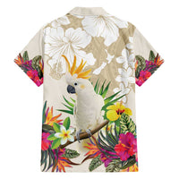New Zealand Cacatua Galerita Family Matching Off Shoulder Maxi Dress and Hawaiian Shirt Aotearoa Cockatoo Tropical Flowers LT14 - Polynesian Pride