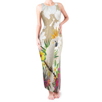 New Zealand Cacatua Galerita Tank Maxi Dress Aotearoa Cockatoo Tropical Flowers