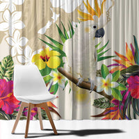 New Zealand Cacatua Galerita Window Curtain Aotearoa Cockatoo Tropical Flowers