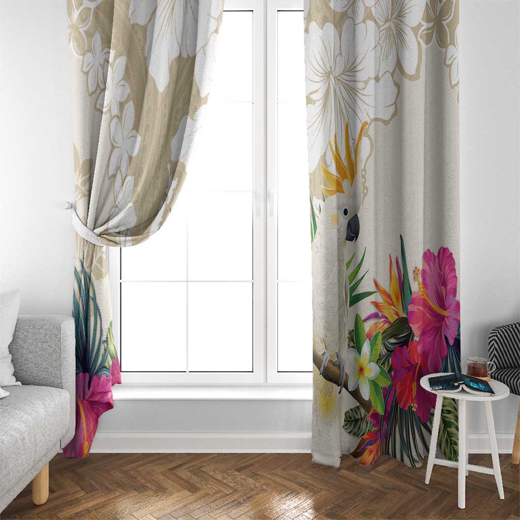 New Zealand Cacatua Galerita Window Curtain Aotearoa Cockatoo Tropical Flowers
