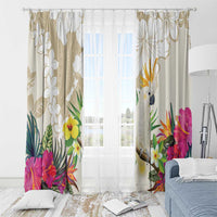 New Zealand Cacatua Galerita Window Curtain Aotearoa Cockatoo Tropical Flowers