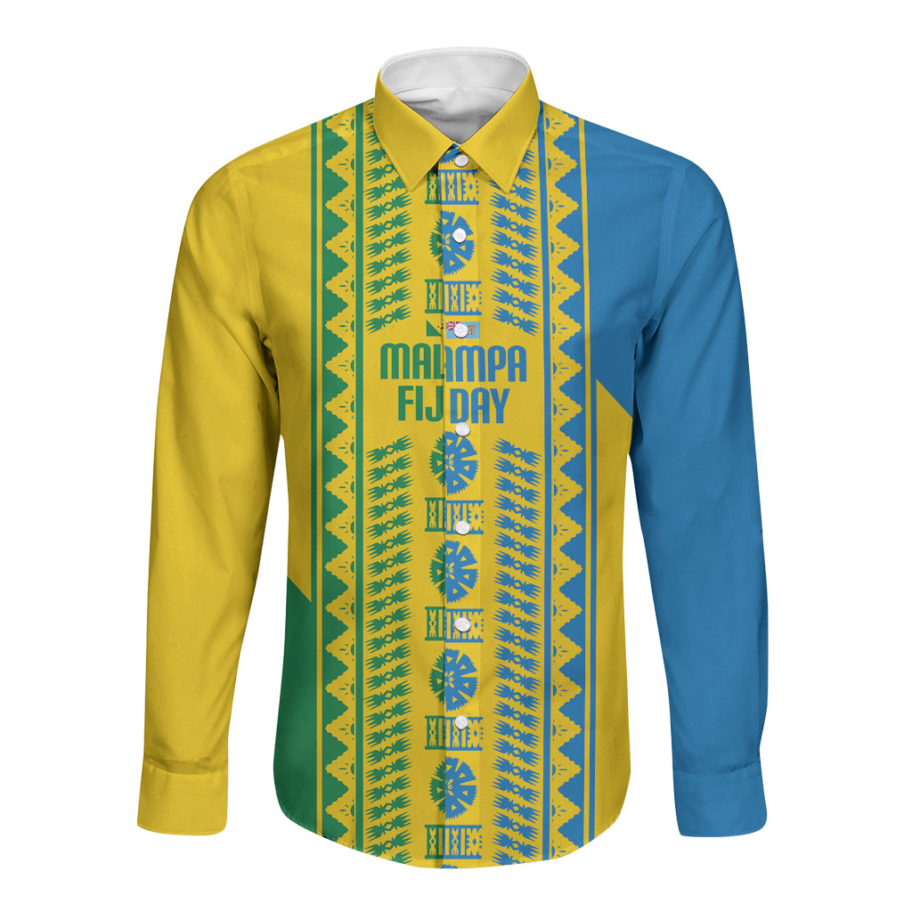 Malampa Fiji Day Long Sleeve Button Shirt 10 October Together We Grow Tapa Motifs