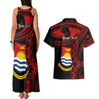 Personalised Kiribati Human Rights Day Couples Matching Tank Maxi Dress and Hawaiian Shirt Coat Of Arms With Polynesian Tropical Flowers LT14 - Polynesian Pride