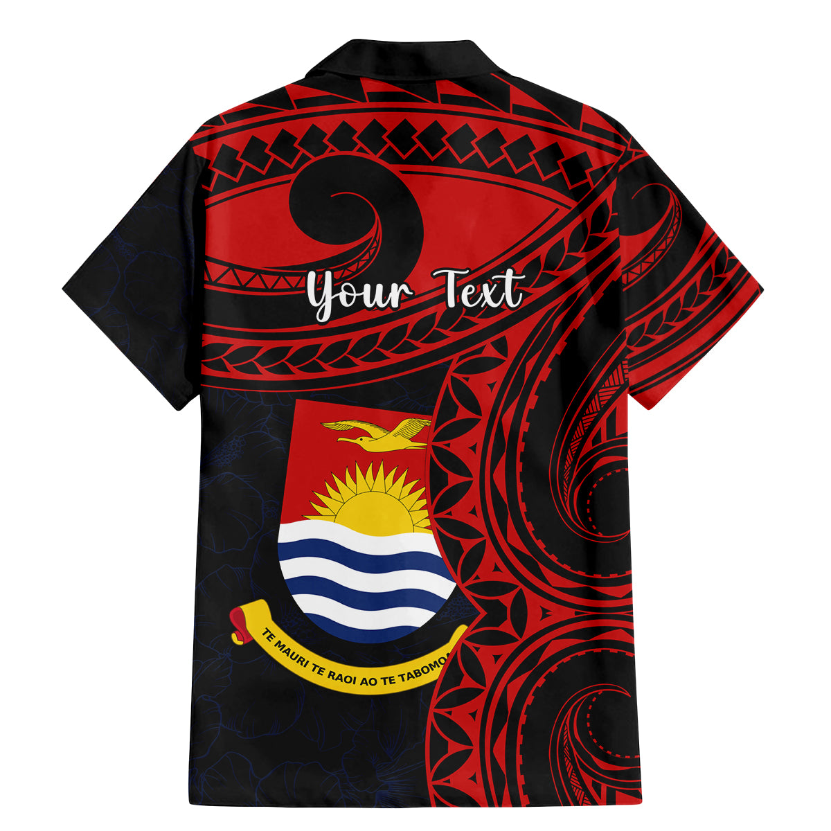 Personalised Kiribati Human Rights Day Family Matching Mermaid Dress and Hawaiian Shirt Coat Of Arms With Polynesian Tropical Flowers LT14 - Polynesian Pride