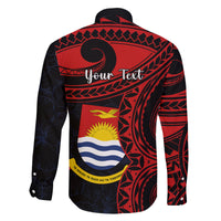 Personalised Kiribati Human Rights Day Family Matching Off Shoulder Short Dress and Hawaiian Shirt Coat Of Arms With Polynesian Tropical Flowers LT14 - Polynesian Pride