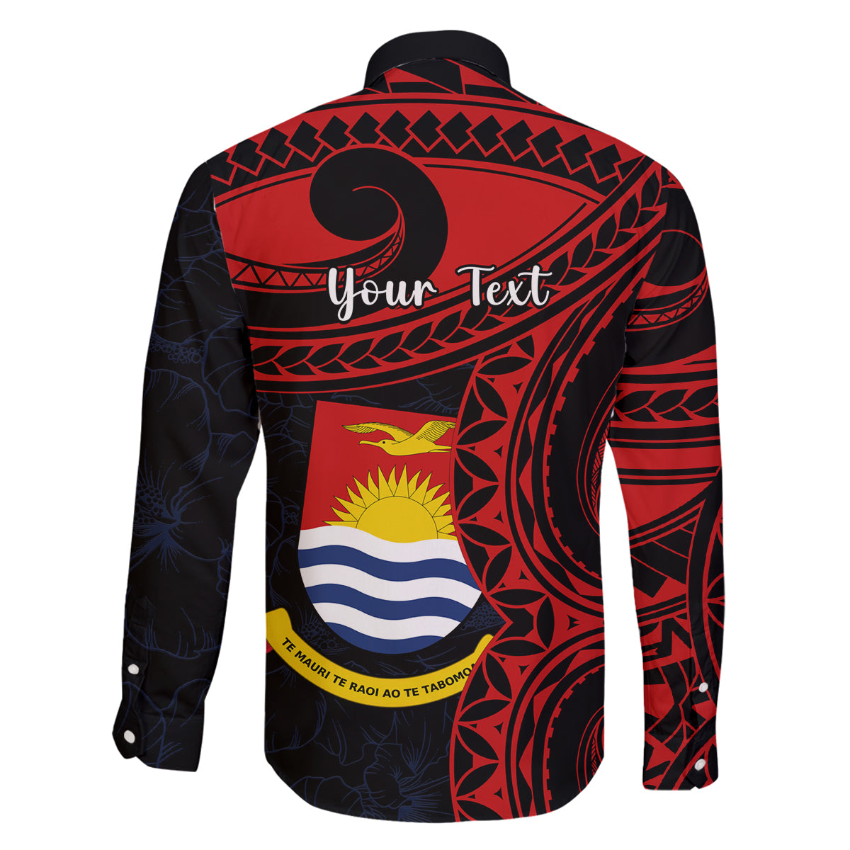 Personalised Kiribati Human Rights Day Family Matching Tank Maxi Dress and Hawaiian Shirt Coat Of Arms With Polynesian Tropical Flowers LT14 - Polynesian Pride