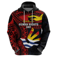 Personalised Kiribati Human Rights Day Hoodie Coat Of Arms With Polynesian Tropical Flowers LT14 - Polynesian Pride