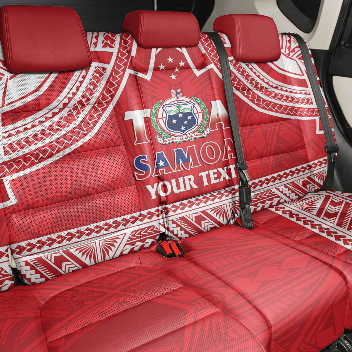 Samoa Rugby Custom Back Car Seat Cover Toa Samoa Pacific Sporty Red - Polynesian Pride