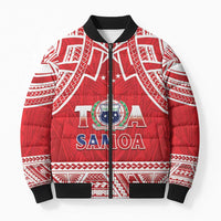 Samoa Rugby Custom Bomber Puffer Jacket Toa Samoa Pacific Sporty Red - Polynesian Pride