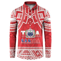 Samoa Rugby Custom Button Sweatshirt Toa Samoa Pacific Sporty Red LT14 Red - Polynesian Pride