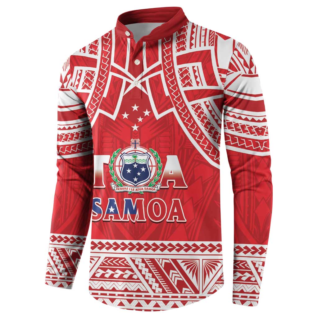 Samoa Rugby Custom Button Sweatshirt Toa Samoa Pacific Sporty Red LT14 - Polynesian Pride