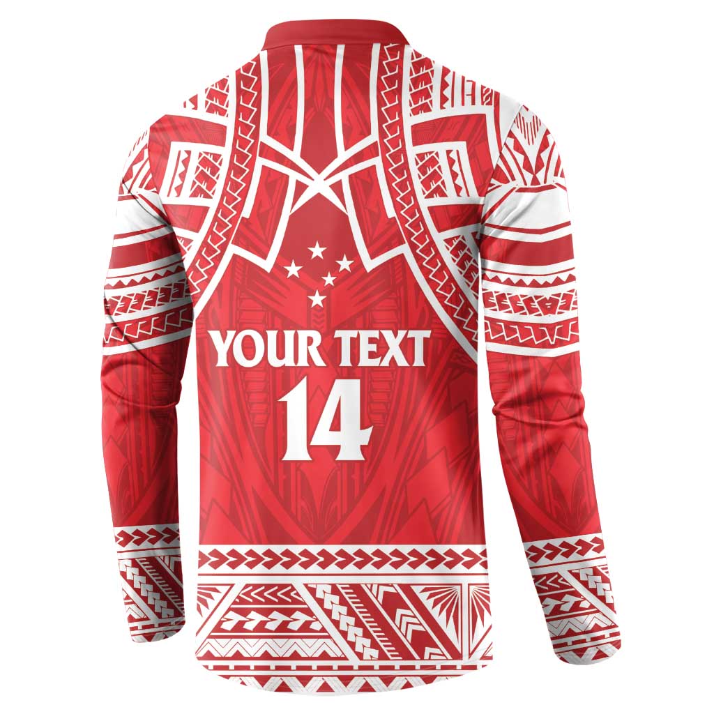 Samoa Rugby Custom Button Sweatshirt Toa Samoa Pacific Sporty Red LT14 - Polynesian Pride