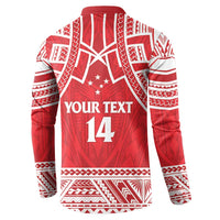 Samoa Rugby Custom Button Sweatshirt Toa Samoa Pacific Sporty Red LT14 - Polynesian Pride