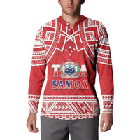 Samoa Rugby Custom Button Sweatshirt Toa Samoa Pacific Sporty Red LT14 - Polynesian Pride