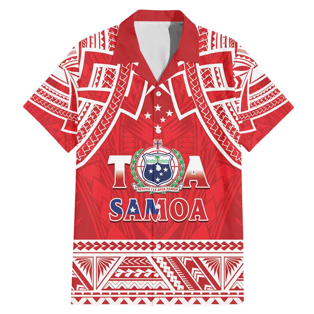 Samoa Rugby Custom Family Matching Mermaid Dress and Hawaiian Shirt Toa Samoa Pacific Sporty Red - Polynesian Pride