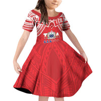 Samoa Rugby Custom Family Matching Off Shoulder Short Dress and Hawaiian Shirt Toa Samoa Pacific Sporty Red - Polynesian Pride