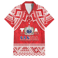 Samoa Rugby Custom Family Matching Puletasi and Hawaiian Shirt Toa Samoa Pacific Sporty Red - Polynesian Pride