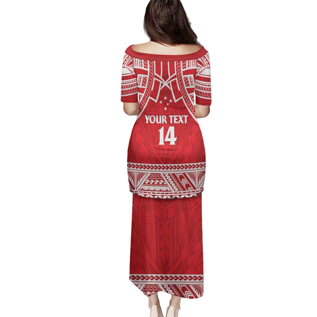 Samoa Rugby Custom Family Matching Puletasi and Hawaiian Shirt Toa Samoa Pacific Sporty Red - Polynesian Pride