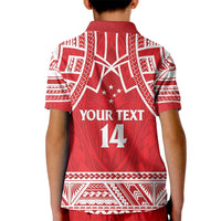 Samoa Rugby Custom Kid Polo Shirt Toa Samoa Pacific Sporty Red - Polynesian Pride