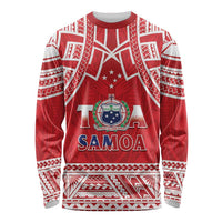 Samoa Rugby Custom Long Sleeve Shirt Toa Samoa Pacific Sporty Red - Polynesian Pride