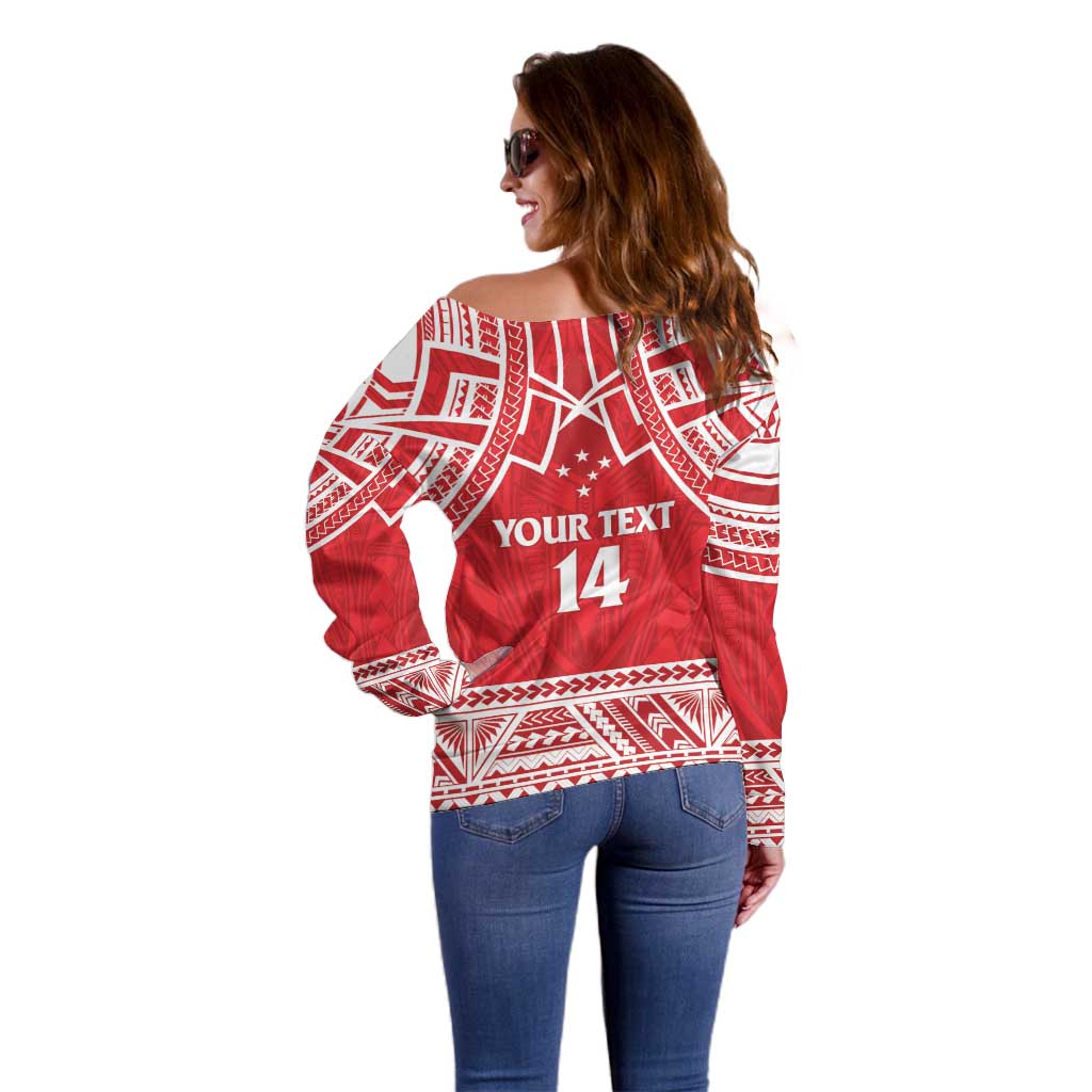 Samoa Rugby Custom Off Shoulder Sweater Toa Samoa Pacific Sporty Red - Polynesian Pride