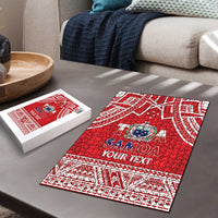 Samoa Rugby Custom Puzzle Toa Samoa Pacific Sporty Red - Polynesian Pride