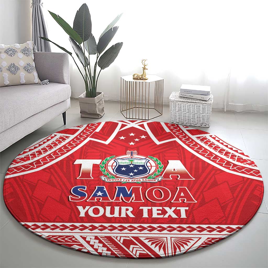 Samoa Rugby Custom Round Carpet Toa Samoa Pacific Sporty Red LT14 - Polynesian Pride
