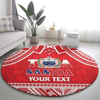 Samoa Rugby Custom Round Carpet Toa Samoa Pacific Sporty Red LT14 - Polynesian Pride