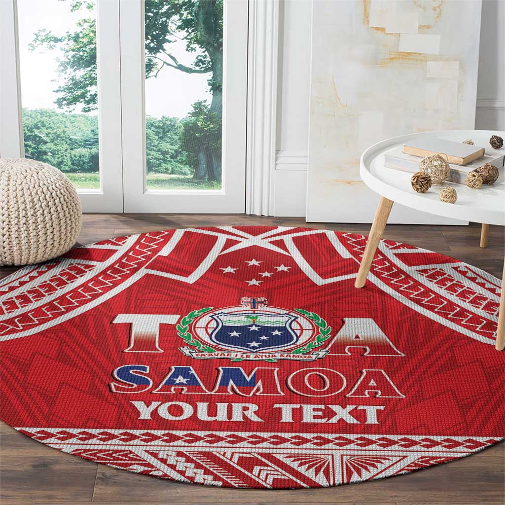 Samoa Rugby Custom Round Carpet Toa Samoa Pacific Sporty Red LT14 - Polynesian Pride