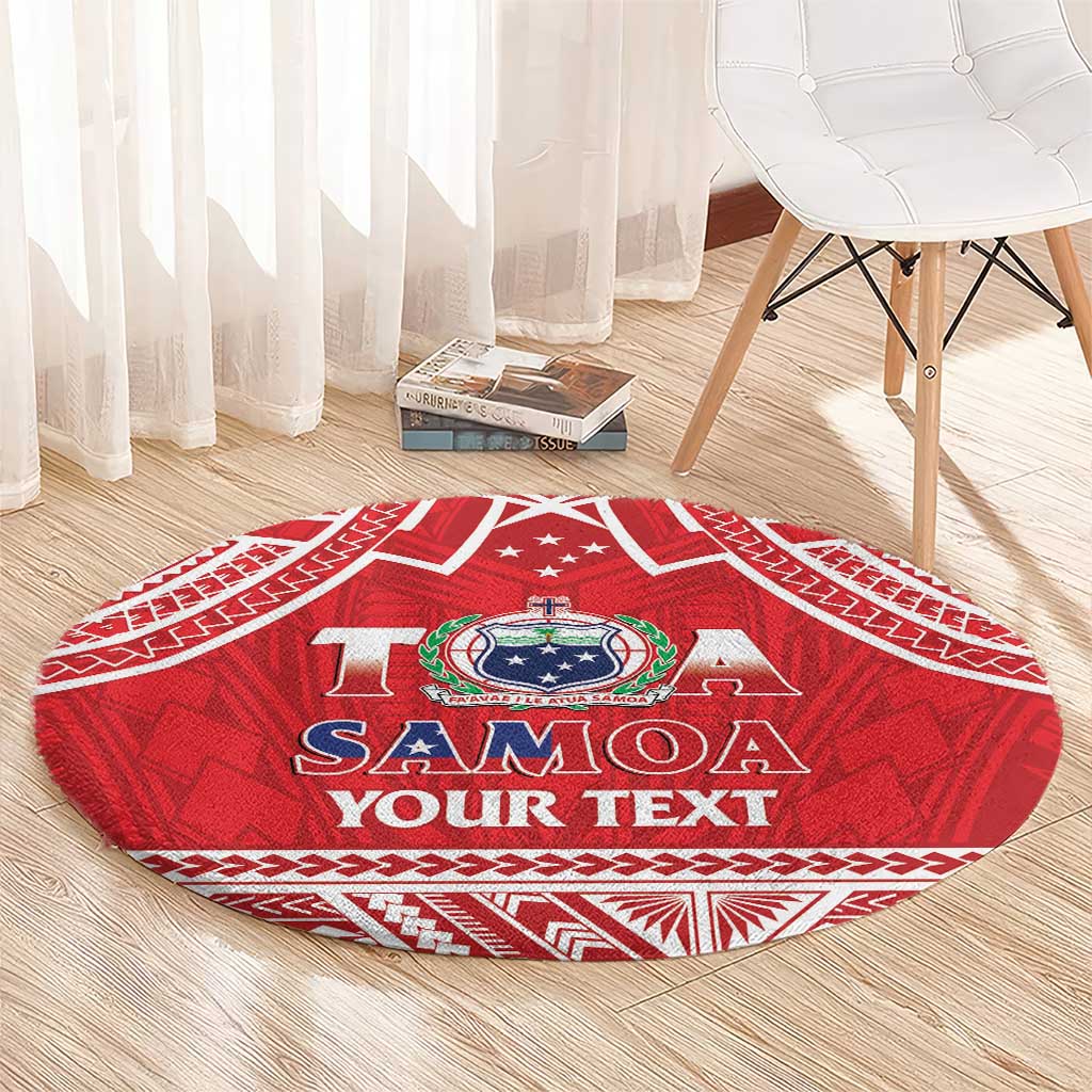 Samoa Rugby Custom Round Carpet Toa Samoa Pacific Sporty Red LT14 - Polynesian Pride