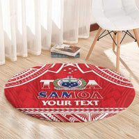 Samoa Rugby Custom Round Carpet Toa Samoa Pacific Sporty Red LT14 - Polynesian Pride