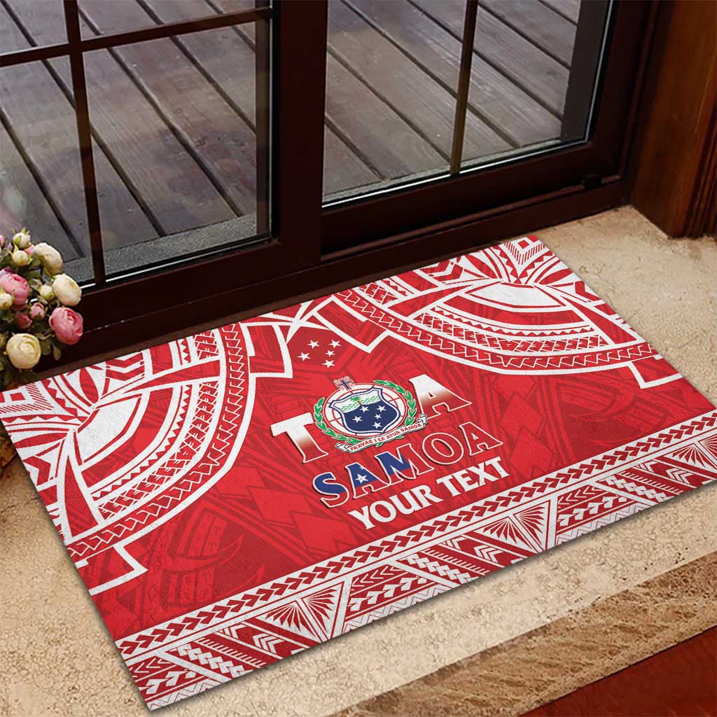 Samoa Rugby Custom Rubber Doormat Toa Samoa Pacific Sporty Red - Polynesian Pride