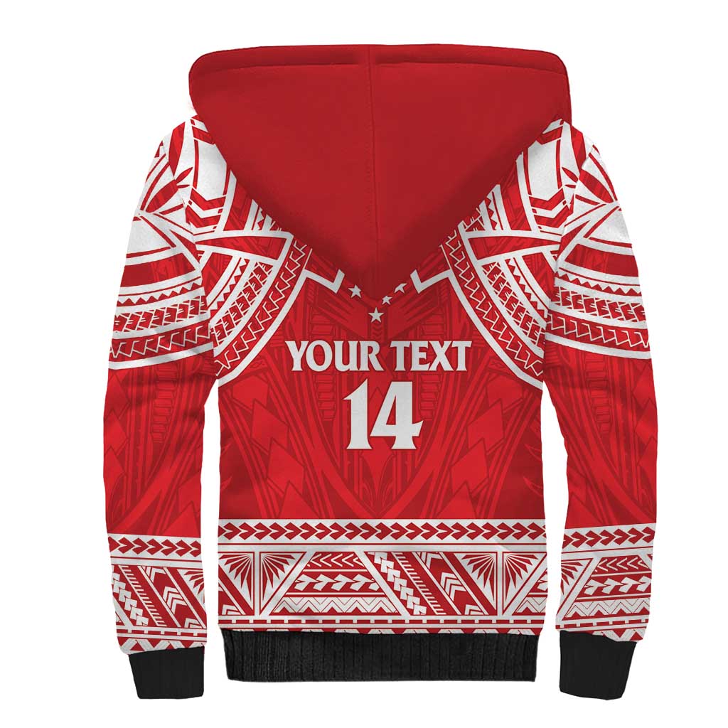 Samoa Rugby Custom Sherpa Hoodie Toa Samoa Pacific Sporty Red - Polynesian Pride