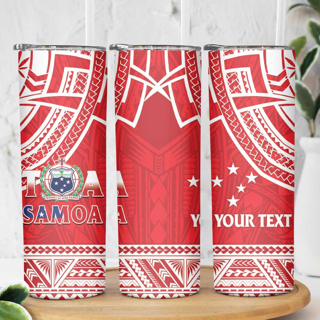 Samoa Rugby Custom Skinny Tumbler Toa Samoa Pacific Sporty Red - Polynesian Pride