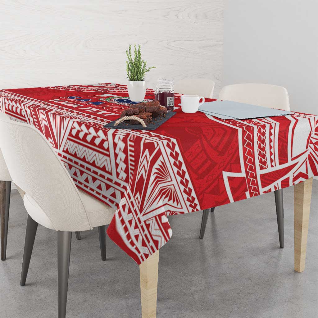 Samoa Rugby Custom Tablecloth Toa Samoa Pacific Sporty Red LT14 - Polynesian Pride
