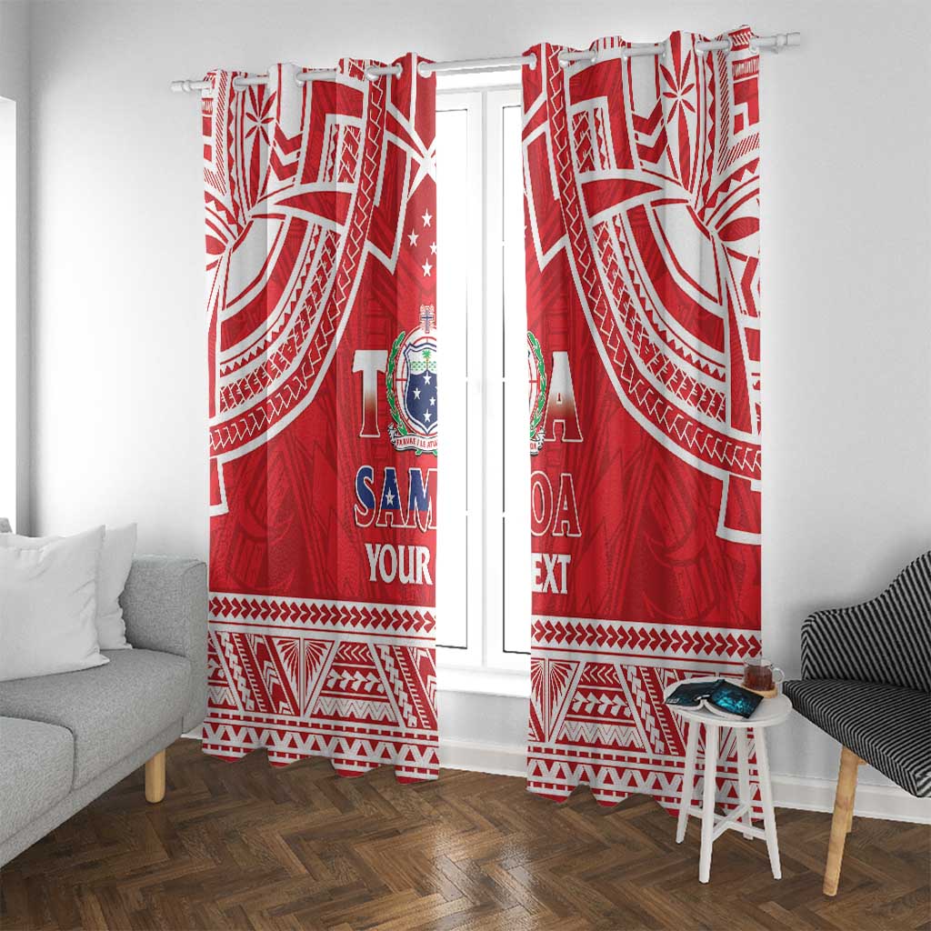 Samoa Rugby Custom Window Curtain Toa Samoa Pacific Sporty Red - Polynesian Pride