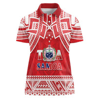 Samoa Rugby Custom Women Polo Shirt Toa Samoa Pacific Sporty Red - Polynesian Pride