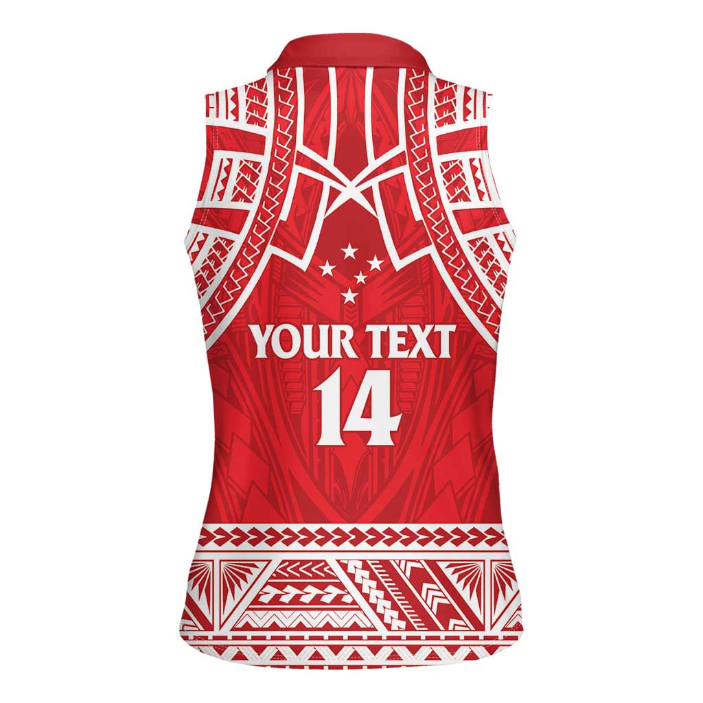 Samoa Rugby Custom Women Sleeveless Polo Shirt Toa Samoa Pacific Sporty Red - Polynesian Pride