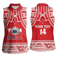 Samoa Rugby Custom Women Sleeveless Polo Shirt Toa Samoa Pacific Sporty Red - Polynesian Pride