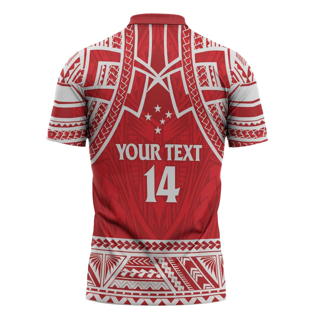 Samoa Rugby Custom Zipper Polo Shirt Toa Samoa Pacific Sporty Red - Polynesian Pride