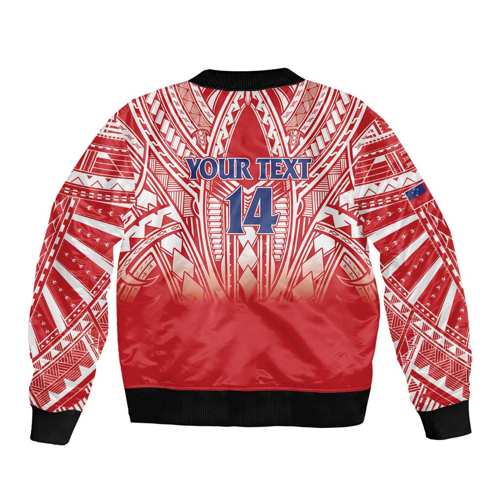 Toa Samoa Rugby Custom Bomber Jacket Samoa mo Samoa Polynesian Pacific Red LT14 - Polynesian Pride