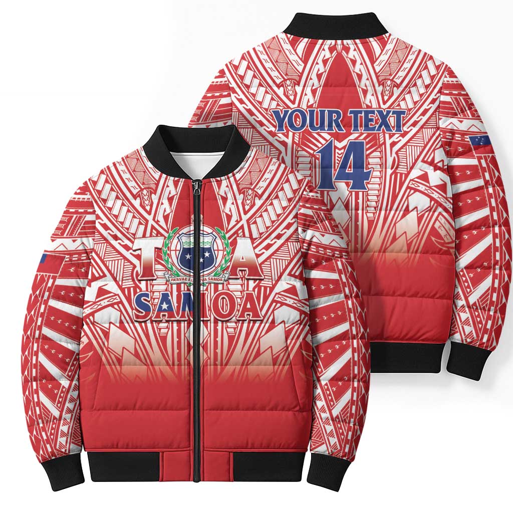 Toa Samoa Rugby Custom Bomber Puffer Jacket Samoa mo Samoa Polynesian Pacific Red - Polynesian Pride