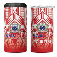 Toa Samoa Rugby Custom 4 in 1 Can Cooler Tumbler Samoa mo Samoa Polynesian Pacific Red - Polynesian Pride