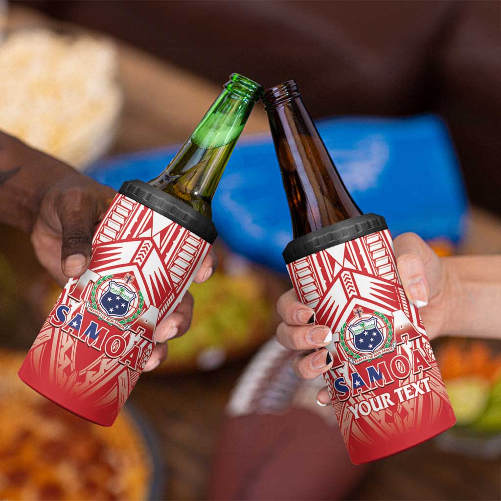 Toa Samoa Rugby Custom 4 in 1 Can Cooler Tumbler Samoa mo Samoa Polynesian Pacific Red - Polynesian Pride