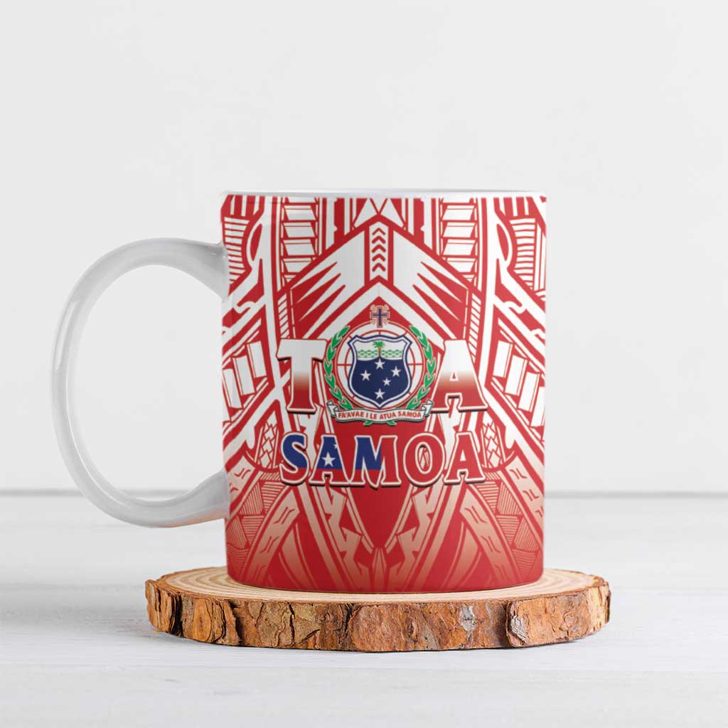 Toa Samoa Rugby Custom Ceramic Mug Samoa mo Samoa Polynesian Pacific Red - Polynesian Pride