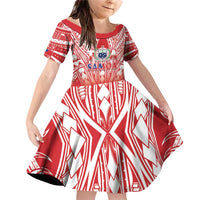 Toa Samoa Rugby Custom Family Matching Off Shoulder Short Dress and Hawaiian Shirt Samoa mo Samoa Polynesian Pacific Red - Polynesian Pride
