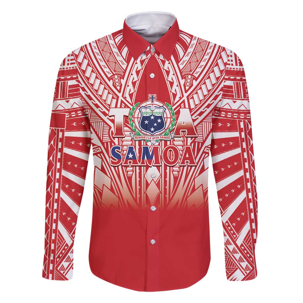 Toa Samoa Rugby Custom Family Matching Off Shoulder Short Dress and Hawaiian Shirt Samoa mo Samoa Polynesian Pacific Red - Polynesian Pride