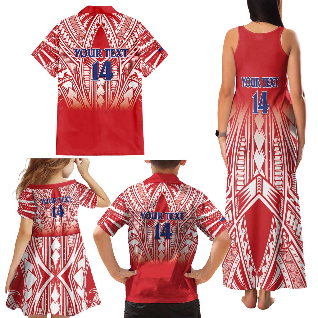 Toa Samoa Rugby Custom Family Matching Tank Maxi Dress and Hawaiian Shirt Samoa mo Samoa Polynesian Pacific Red - Polynesian Pride
