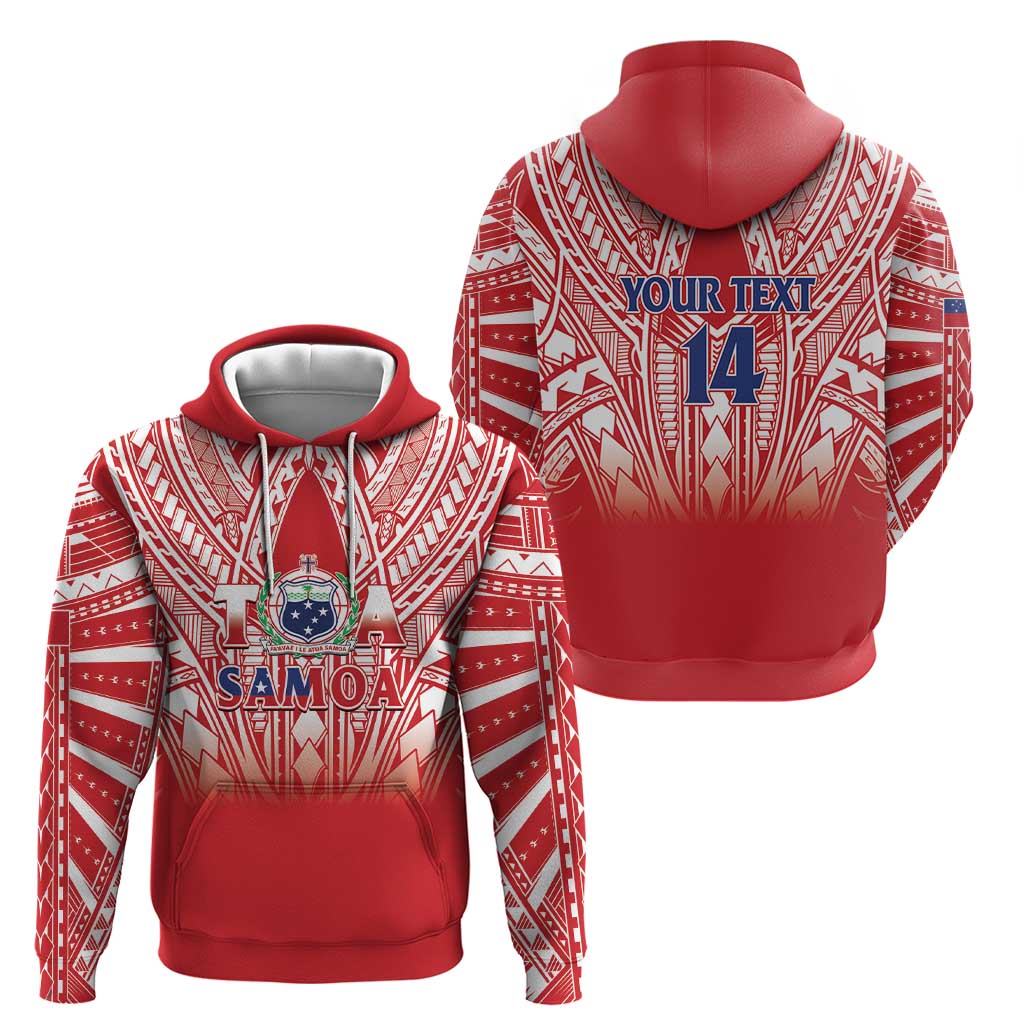 Toa Samoa Rugby Custom Hoodie Samoa mo Samoa Polynesian Pacific Red - Polynesian Pride