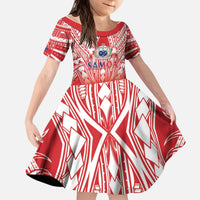 Toa Samoa Rugby Custom Kid Short Sleeve Dress Samoa mo Samoa Polynesian Pacific Red - Polynesian Pride